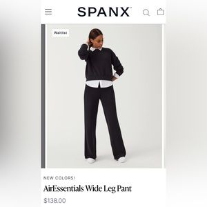 NWT - SPANX AirEssentials Wide Leg Pant, Very Black, Size: TALL, Small